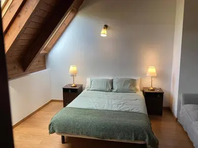 Cama o camas de una habitación en Casa rural con encanto en Hecho