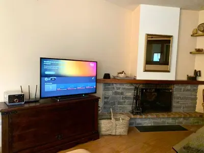 Una televisión o centro de entretenimiento en Apartament de la Vall Ferrera - L'Amfitriona