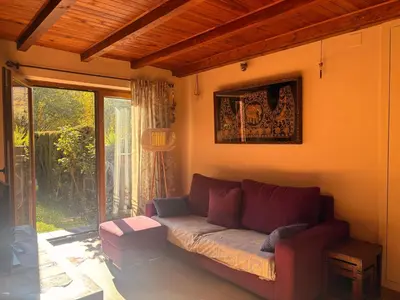 Zona de estar de Bajo con jardín privado y chimenea - Puig Falcó 2