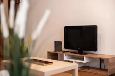 Una televisión o centro de entretenimiento en Funcional y renovado apartamento en Iturrama