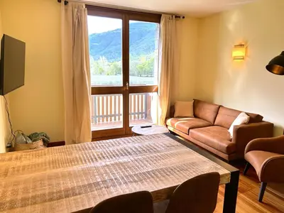 Cama o camas de una habitación en Apartament d'estil pirineic amb vistes úniques by RURAL D'ÀNEU