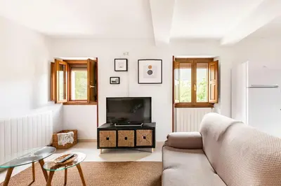 Una televisión o centro de entretenimiento en Casa Luis - APARTAMENTO con JARDÍN PRIVADO en los PIRINEOS
