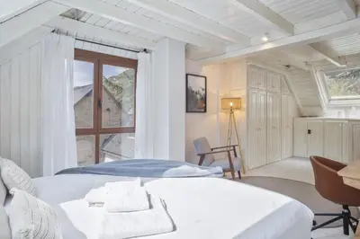 Cama o camas de una habitación en Luderna - Casa con terraza Sarnalha
