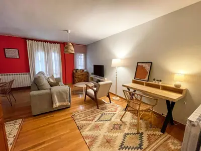Zona de estar de Apartamento familiar en el centro de Benasque con terraza