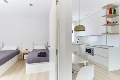 Una cocina o zona de cocina en Bonito acogedor apartamento en centro de Pamplona