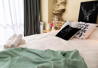 Cama o camas de una habitación en Val Aran: apartamento con chimenea,jardín y vistas