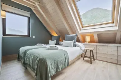Cama o camas de una habitación en Luderna - Tríplex Amitges