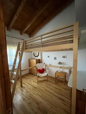 Cama o camas de una habitación en Apartamento Margalida en Cerler, Pirineo Huesca