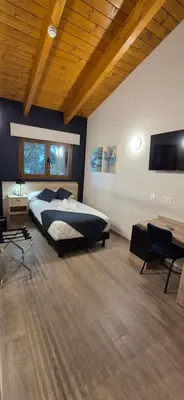 Una televisión o centro de entretenimiento en Vineam Hotel
