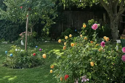 Jardín al aire libre en Casa Pirineos (ambos apartamentos)