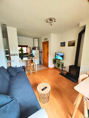 Una televisión o centro de entretenimiento en Apartamento Sobremonte: vistas al Rio Gallego