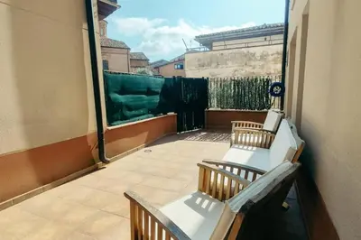 Zona de estar de Encanto rural con gran terraza