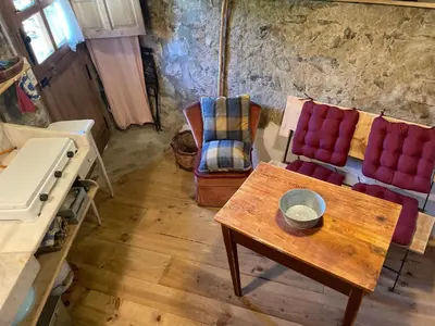 Zona de estar de Tiny House El Forn de La Pegatera