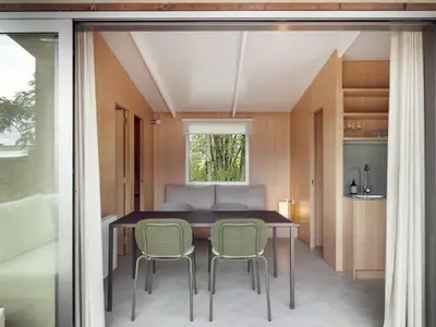 Zona de estar de Mobil home avec Terrasse dans les Pyrénées, 2 Chambres, Cuisine équipée - API-1-52-525