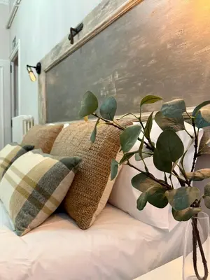 Cama o camas de una habitación en Balcón de San Fermín impresionante exterior gran balcón 2 baños relax en el centro Hasta 8 personas