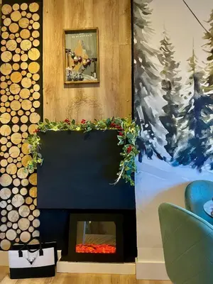 Zona de estar de Baqueira Niu 1500 pie pistas coqueto Loft diseño Ski