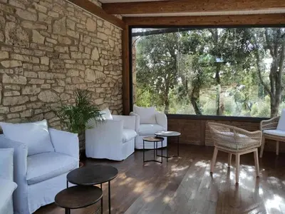 Zona de estar de Holiday home in Montblanc with pool