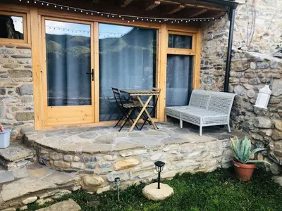 Zona de estar de Estudio con jardín en Añisclo, Parque Nacional Ordesa