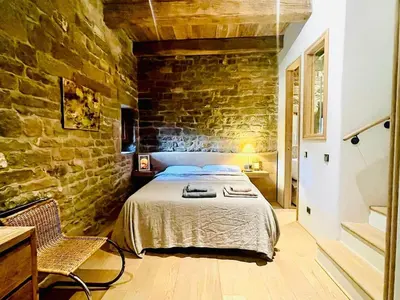 Cama o camas de una habitación en Equisoain Torre