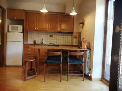 Una cocina o zona de cocina en Apartment Geräumiges Studio mit Balkon Erta 2 Vall de Boí by Interhome