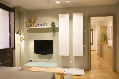 Una televisión o centro de entretenimiento en Apartamento Palacio Descalzos