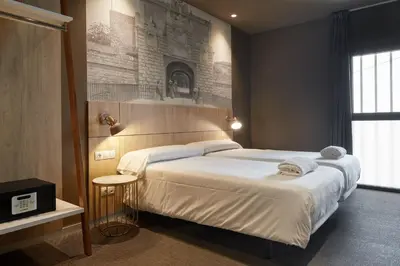 Cama o camas de una habitación en Hotel Landaben