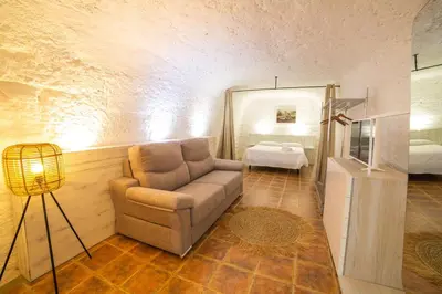 Cama o camas de una habitación en Cuevas de las Bardenas