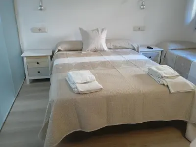 Cama o camas de una habitación en Pensió i Apartaments la Bordeta