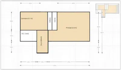 Plano de Apartamento MODESTO en las montañas del pirineo aragonés en Alquiler Altruista ECONÓMICO