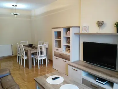 Una televisión o centro de entretenimiento en Apartamento turistico Olite
