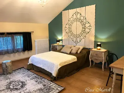 Cama o camas de una habitación en Hospedería Casa Martell