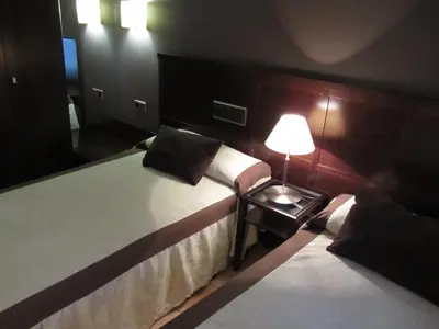 Cama o camas de una habitación en Hotel Villa de Utrillas