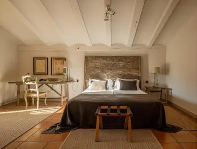 Cama o camas de una habitación en Hotel Finca El Peregrino