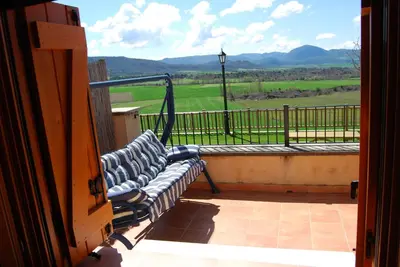 Vista general de una montaña o vista desde the country house