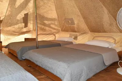 Cama o camas de una habitación en Camping Oliana