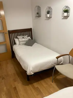 Cama o camas de una habitación en Fantástico Apartamento con jardín en Castiello de Jaca VUT HU-20-007