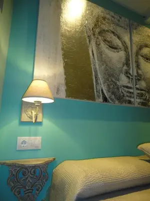 Cama o camas de una habitación en CASA RURAL RUTA DEL AGUA 4 hab al lado Monasterio de Piedra
