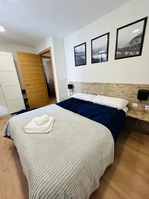 Cama o camas de una habitación en APARTAHOTEL CANFRANC