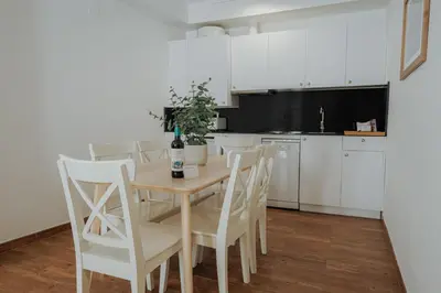 Una cocina o zona de cocina en Apartamentos Destino Alquézar