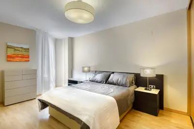 Cama o camas de una habitación en Peña Sabocos, apartamento turístico Panticosa