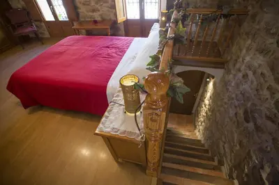 Cama o camas de una habitación en Casa rural la Posada ,Terra Alta, Matarraña.