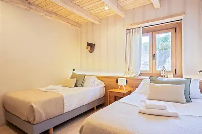 Cama o camas de una habitación en Luderna - Apartamento con jardín Crabera