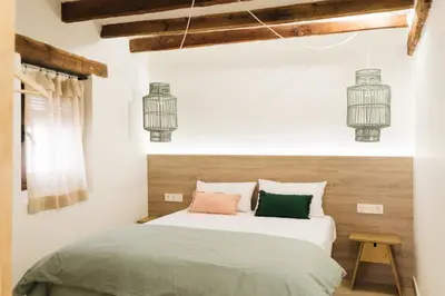 Cama o camas de una habitación en Apartaments la Rambla - Esperó de Bolós - 4 pers