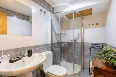 Un baño de Apartamentos Búbal Peña Telera
