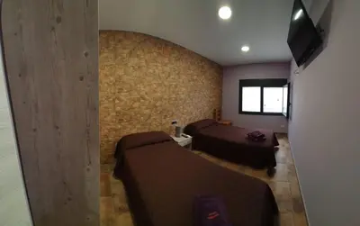 Cama o camas de una habitación en Apartamentos Hiberus Flumen
