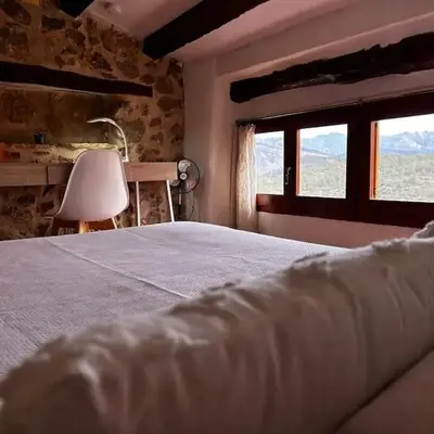 Rural Stone House with wood fireplace