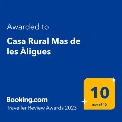 Certificado, premio, señal o documento que está expuesto en Casa Rural Mas de les Àligues