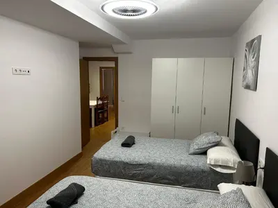 Cama o camas de una habitación en Leire Jaca Centro