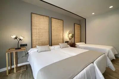 Cama o camas de una habitación en Apto rural Alesves Esencia de Bardenas Navarra