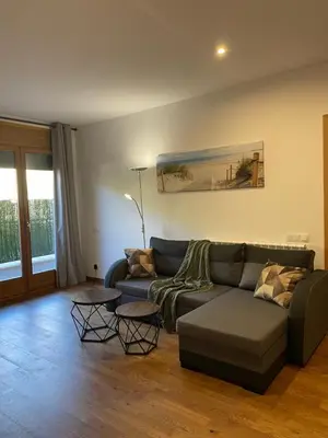 Zona de estar de Precioso cálido apartamento en Sort con terraza